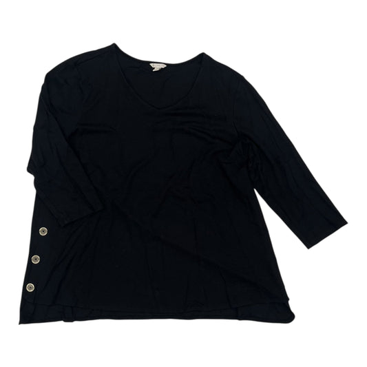 Top 3/4 Sleeve By Cato In Black, Size:Xl