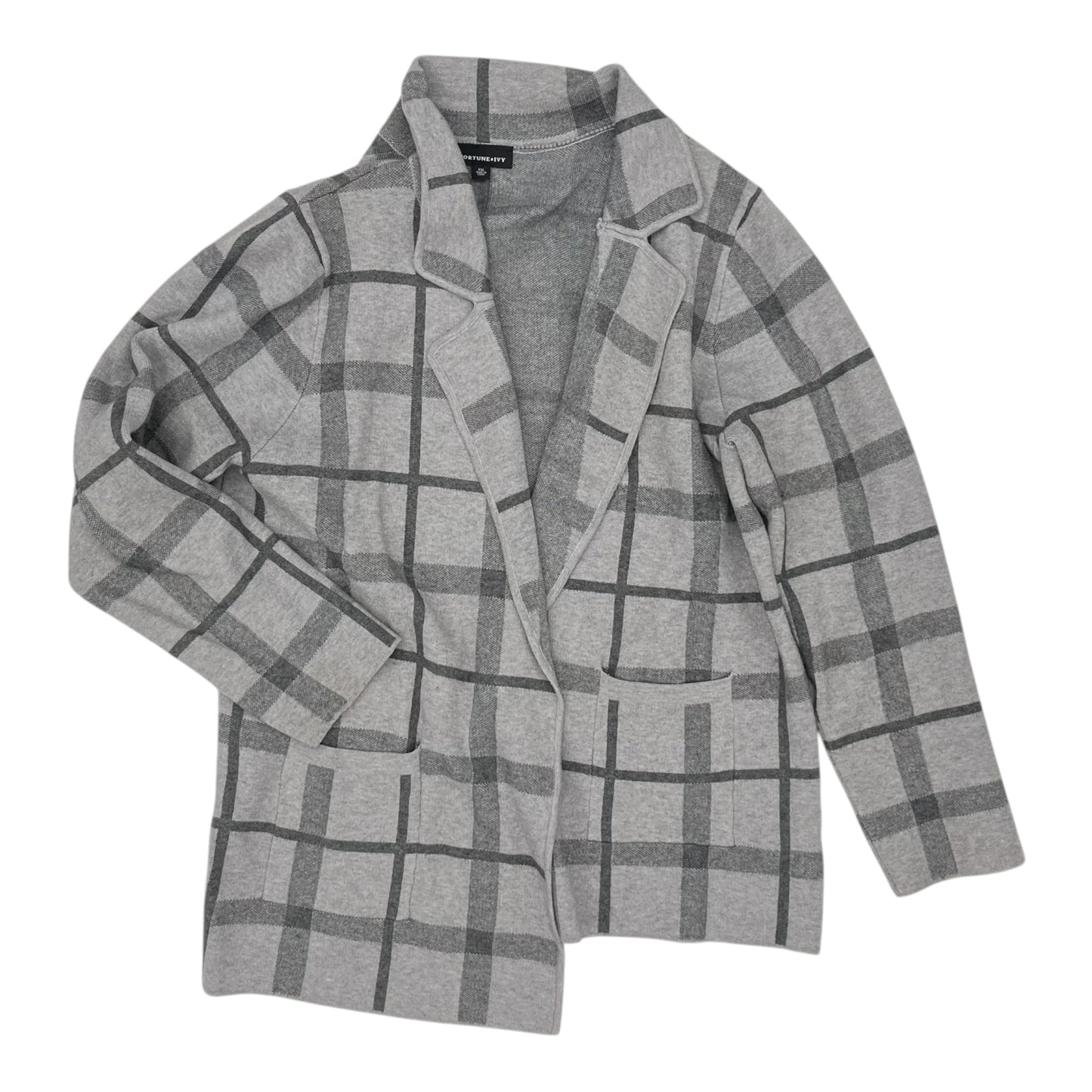 Sweater Cardigan By Fortune & Ivy In Grey, Size:Xxl