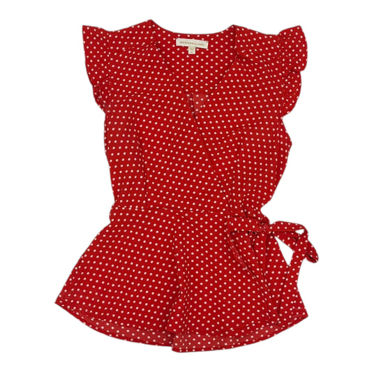 Blouse Ss By Monteau In Red & White, Size:M