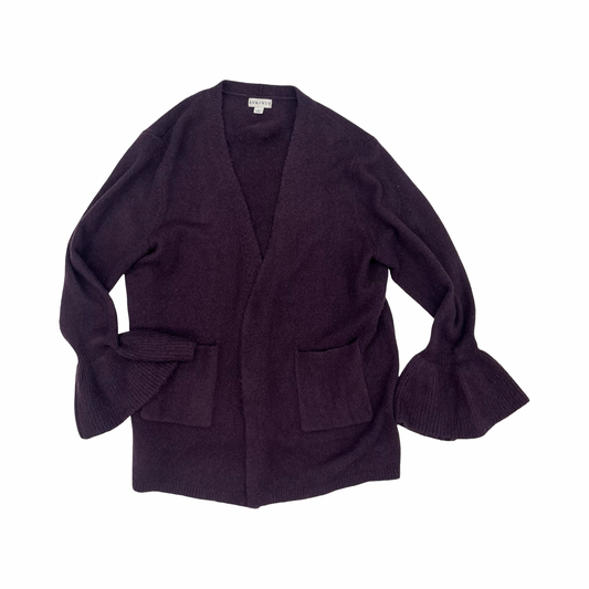 Sweater Cardigan By Ava & Viv In Purple, Size:2X