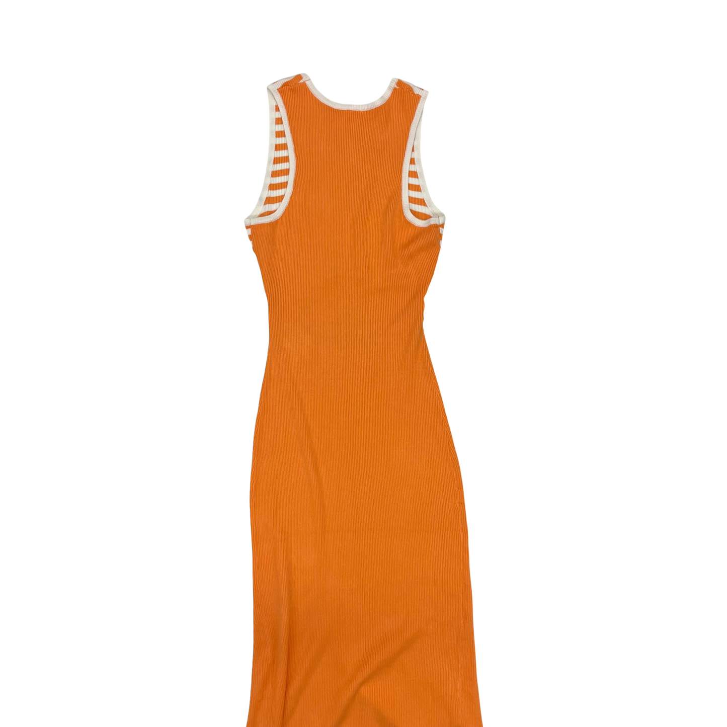 Dress Casual Midi By Cmf In Orange & White, Size:L