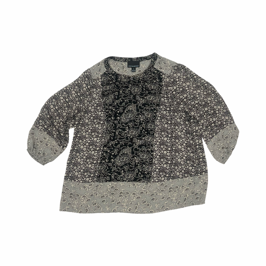 Blouse 3/4 Sleeve By Cynthia Rowley In Black & Brown, Size:1X