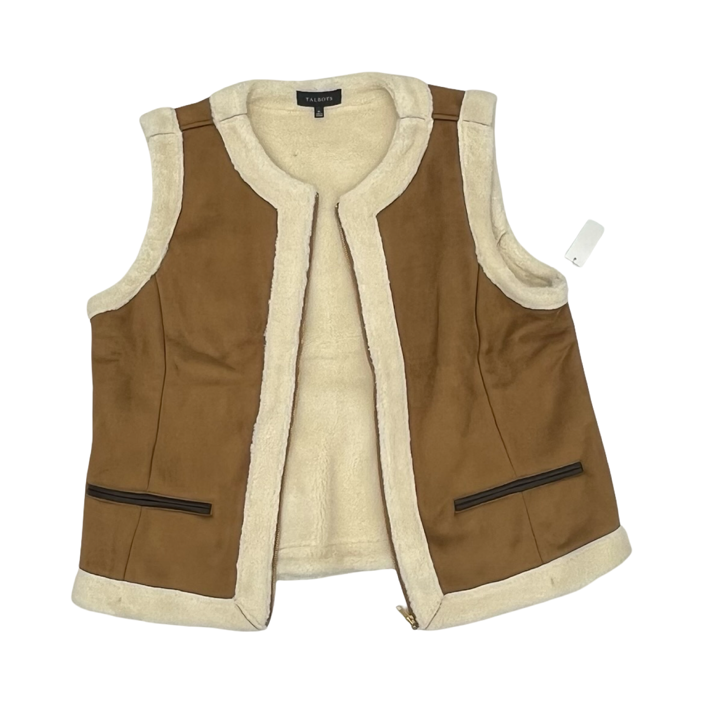 Vest Faux Fur & Sherpa By Talbots In Brown, Size:Xl