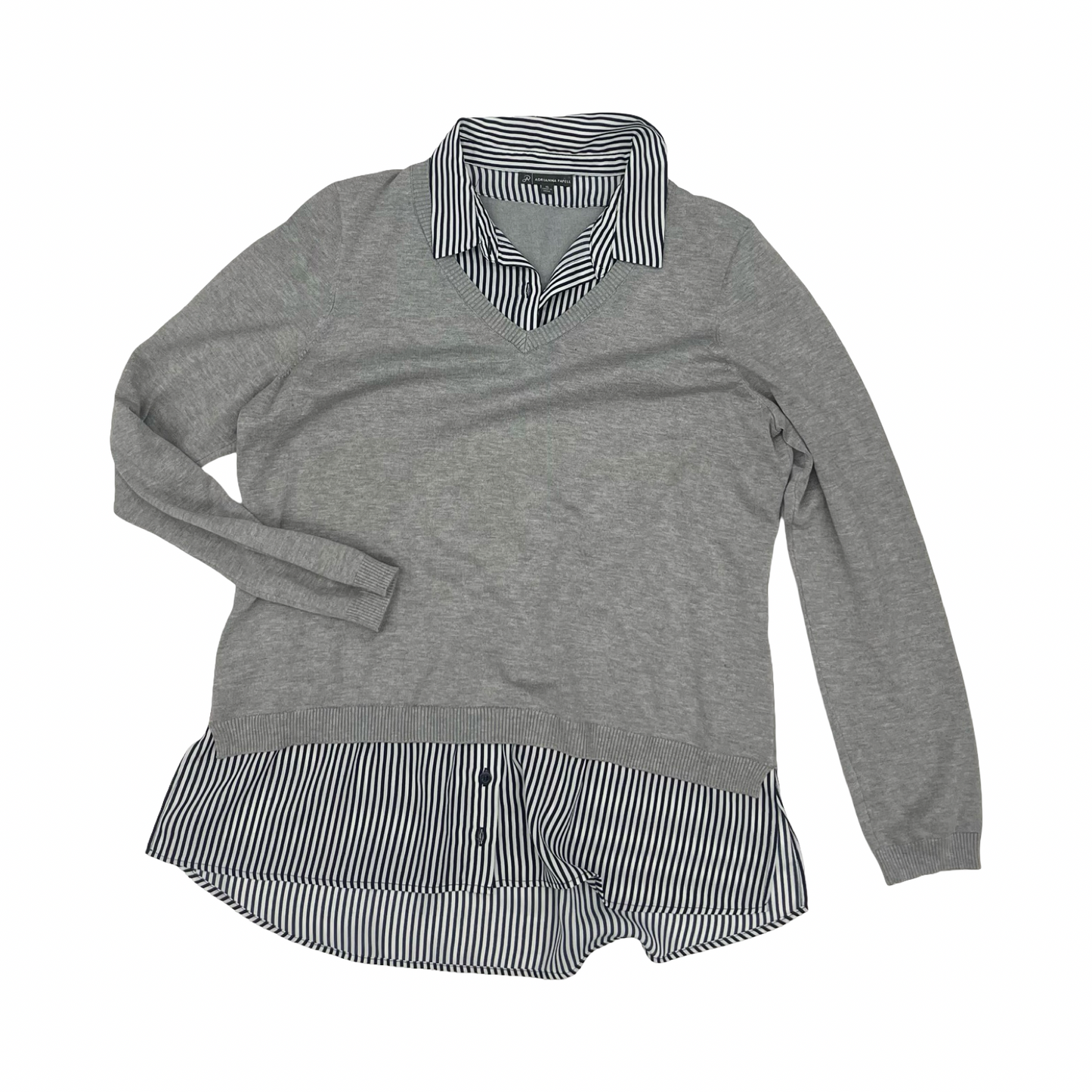 Top Ls By Adrianna Papell In Blue & Grey, Size:Xl