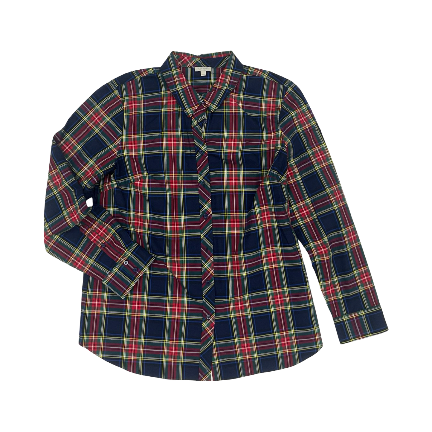 Blouse Ls By Talbots In Plaid Pattern, Size:L