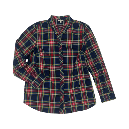 Blouse Ls By Talbots In Plaid Pattern, Size:L
