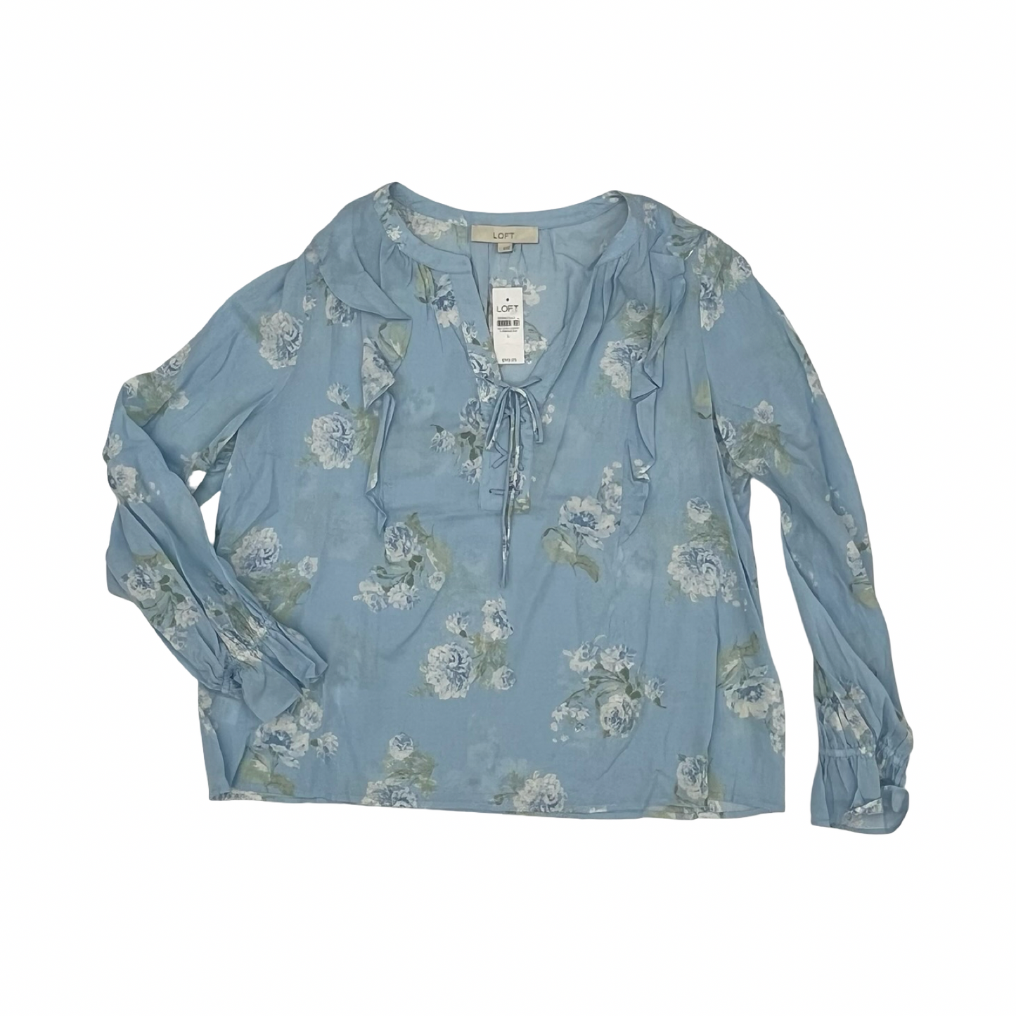 Blouse Ls By Loft In Blue, Size:L
