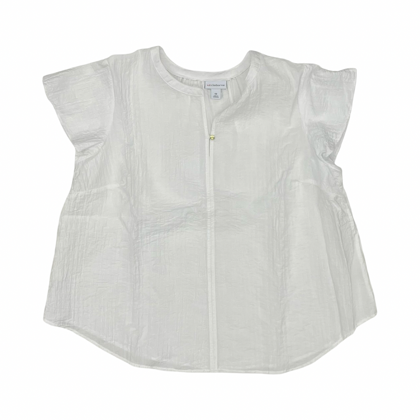 Blouse Ss By Liz Claiborne In White, Size:Xl