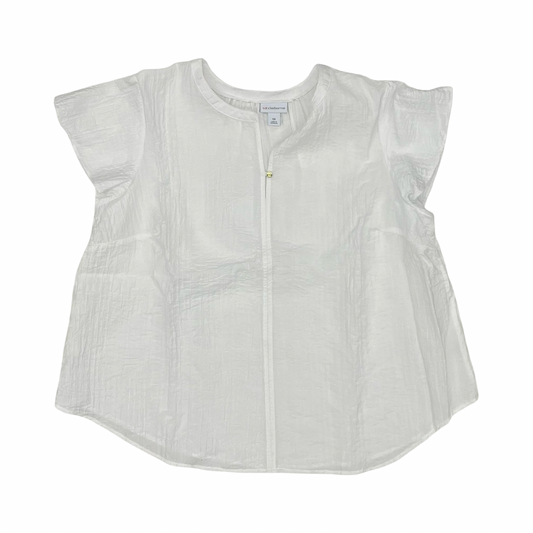 Blouse Ss By Liz Claiborne In White, Size:Xl