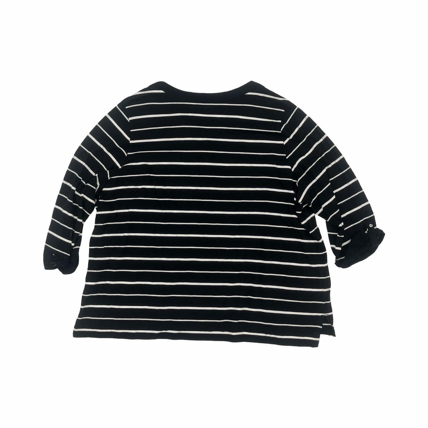 Top 3/4 Sleeve By Croft And Barrow In Black & White, Size:3X