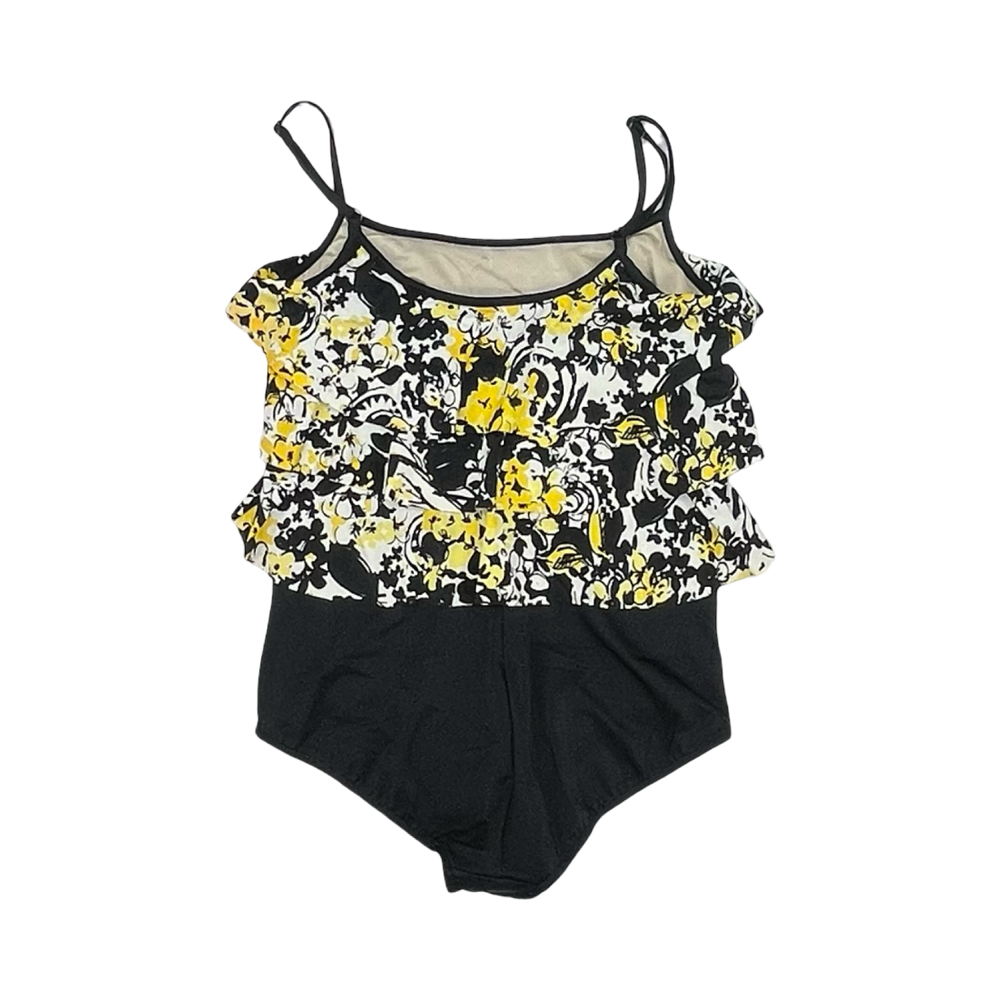 Swimsuit By Clothes Mentor In Black & Yellow, Size:16