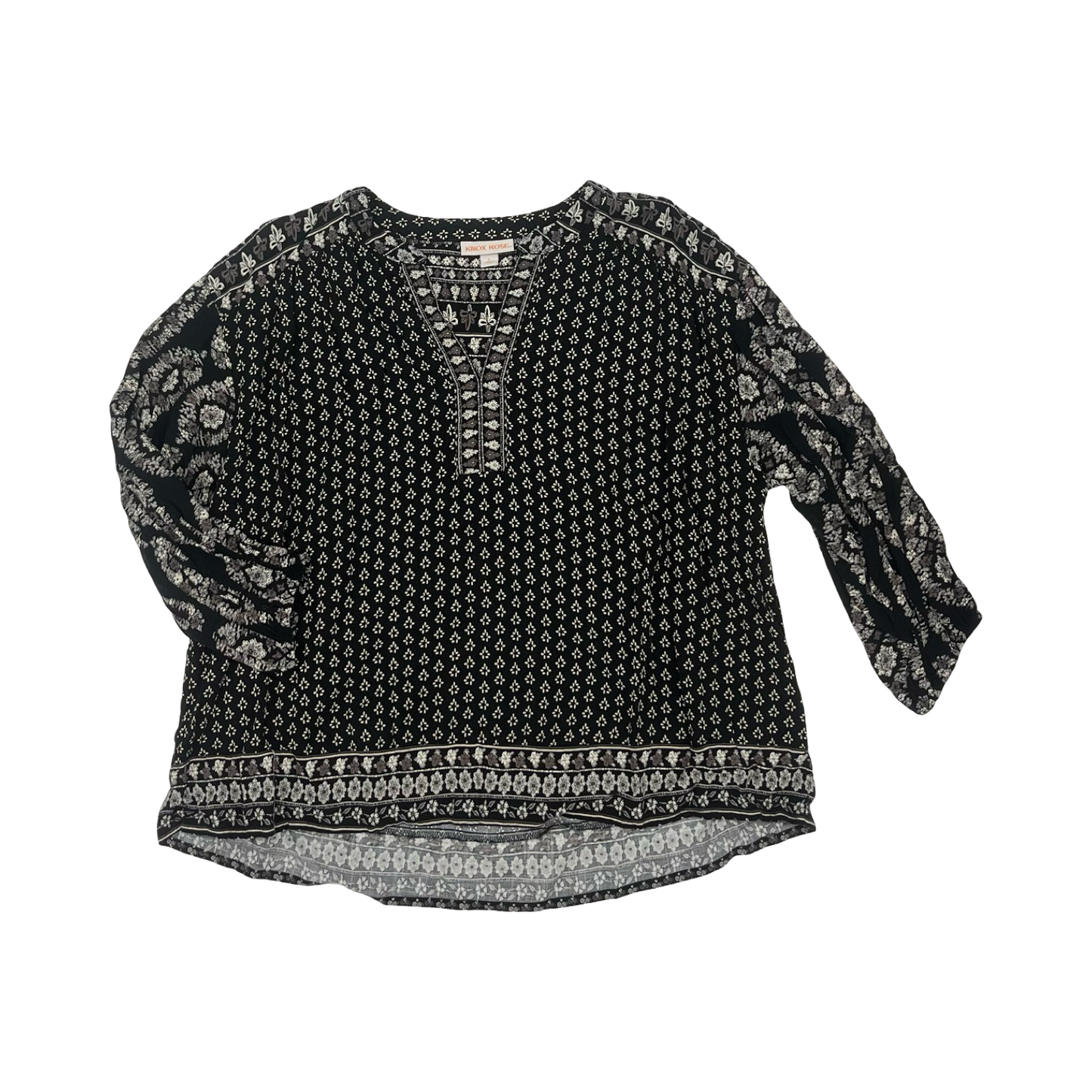 Blouse Ls By Knox Rose In Black, Size:L