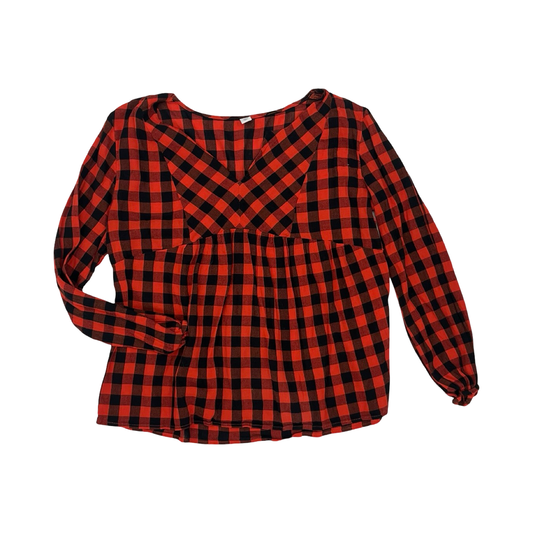 Blouse Ls By Old Navy In Black & Red, Size:L