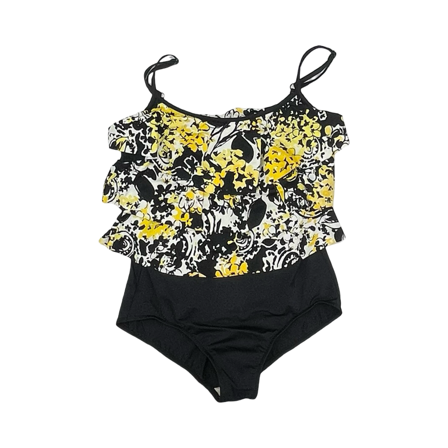 Swimsuit By Clothes Mentor In Black & Yellow, Size:16