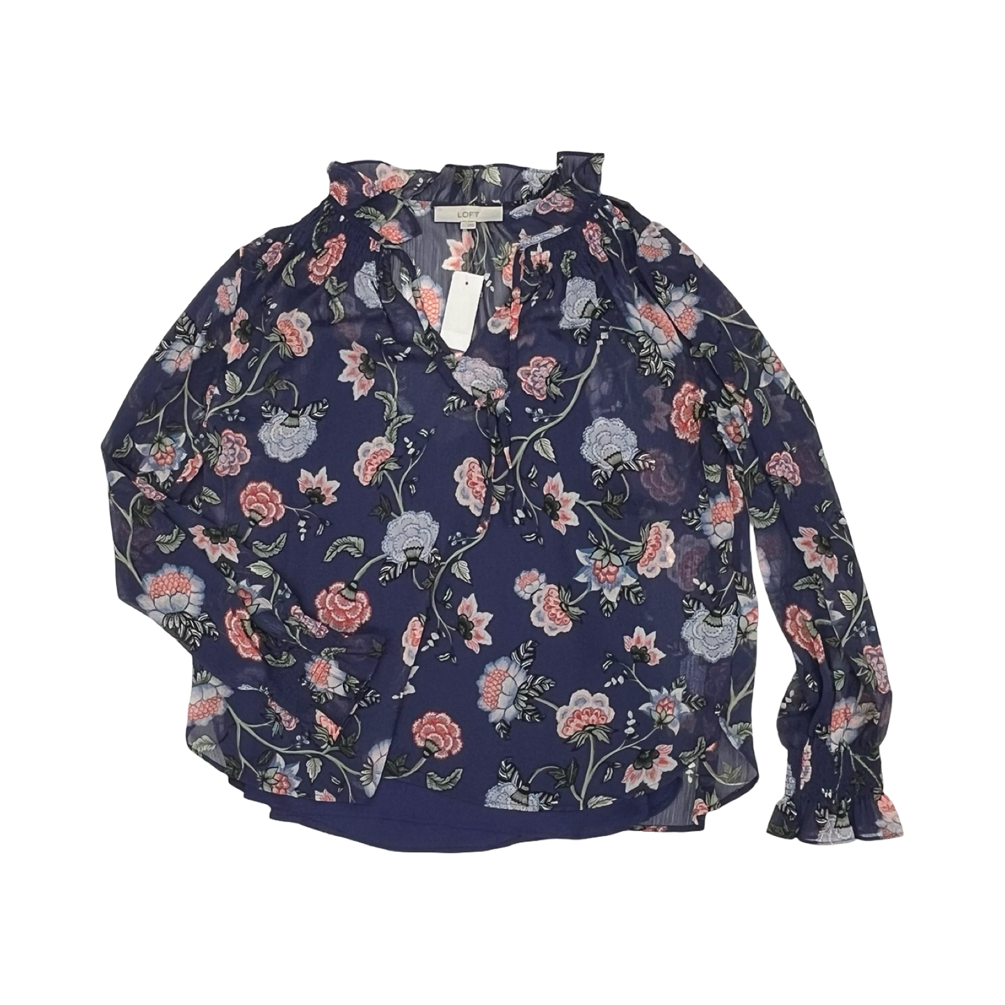Blouse Ls By Loft In Blue, Size:L