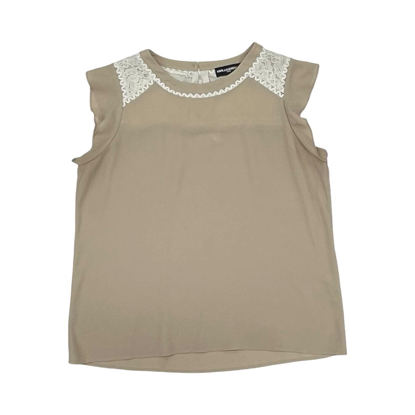 Blouse Designer By Karl Lagerfeld In Tan, Size:L