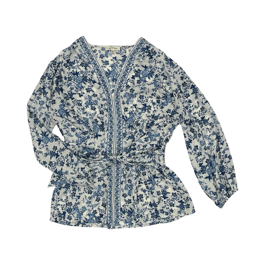 Blouse Ls By Max Studio In Blue & White, Size:S