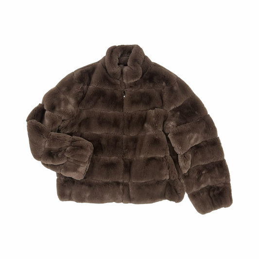 Coat Faux Fur & Sherpa By Calvin Klein In Brown, Size:Xl
