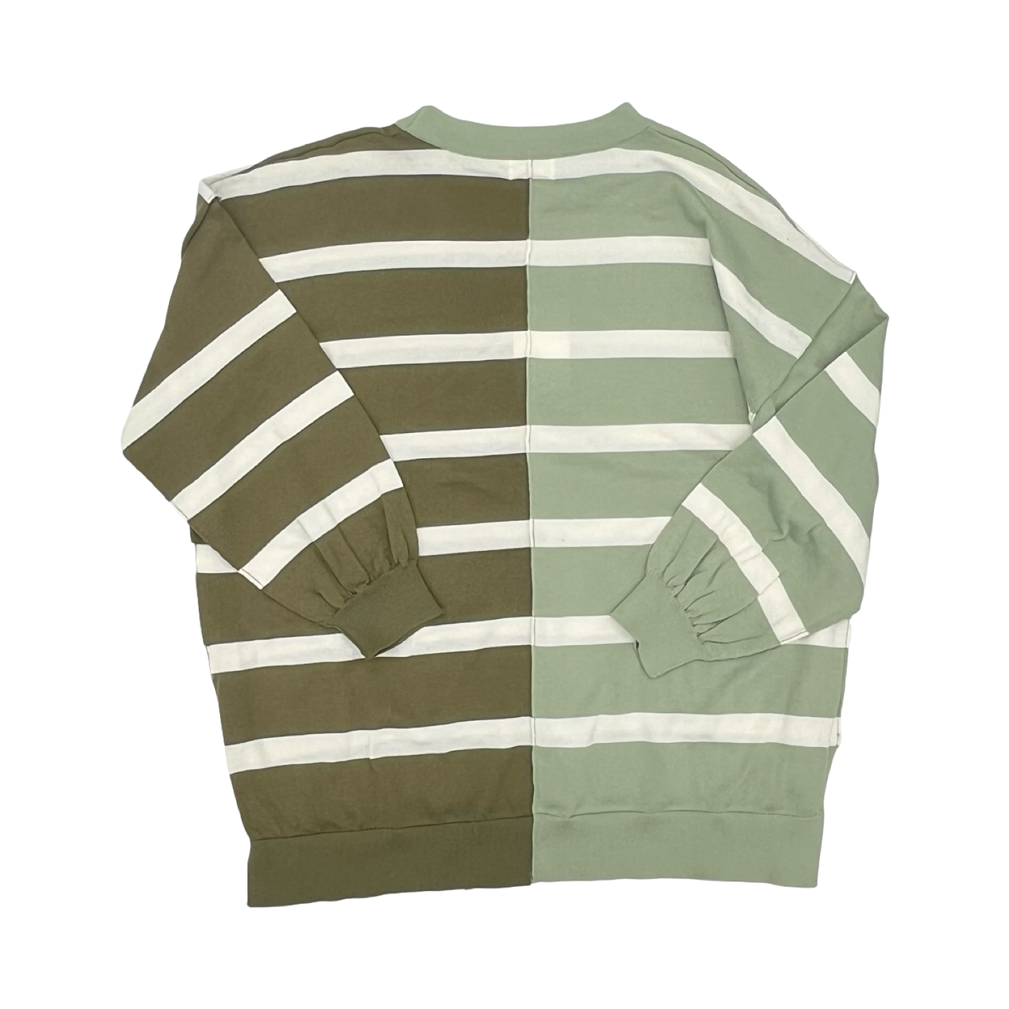Sweater By Andree By Unit In Green & White, Size:1X