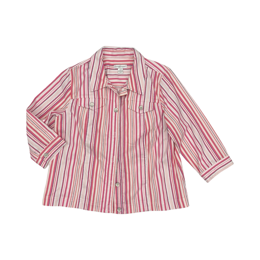 Jacket Shirt By Christopher And Banks In Pink & White, Size:Xl