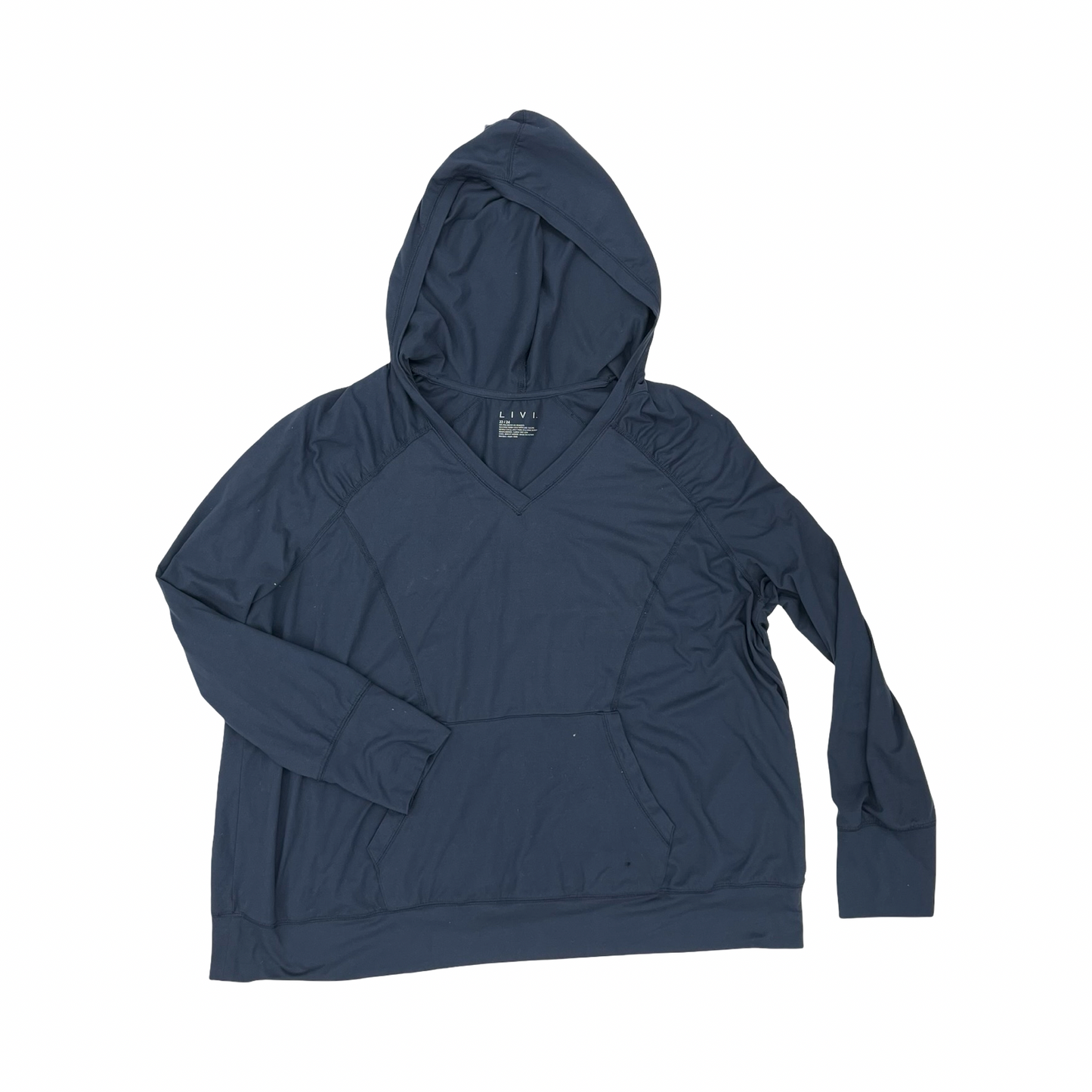 Athletic Top Ls Hoodie By Livi Active In Navy, Size:3X