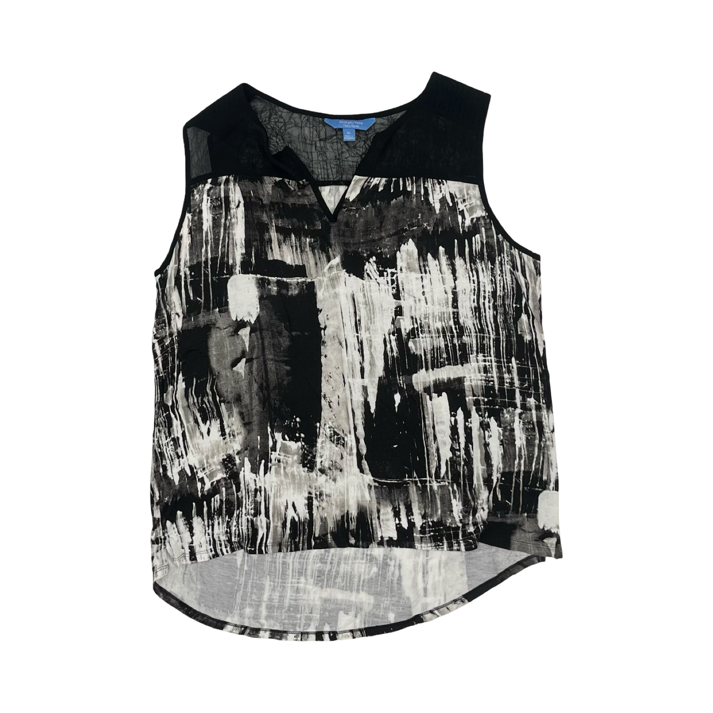 Top Sleeveless By Simply Vera In Black & White, Size:Xl