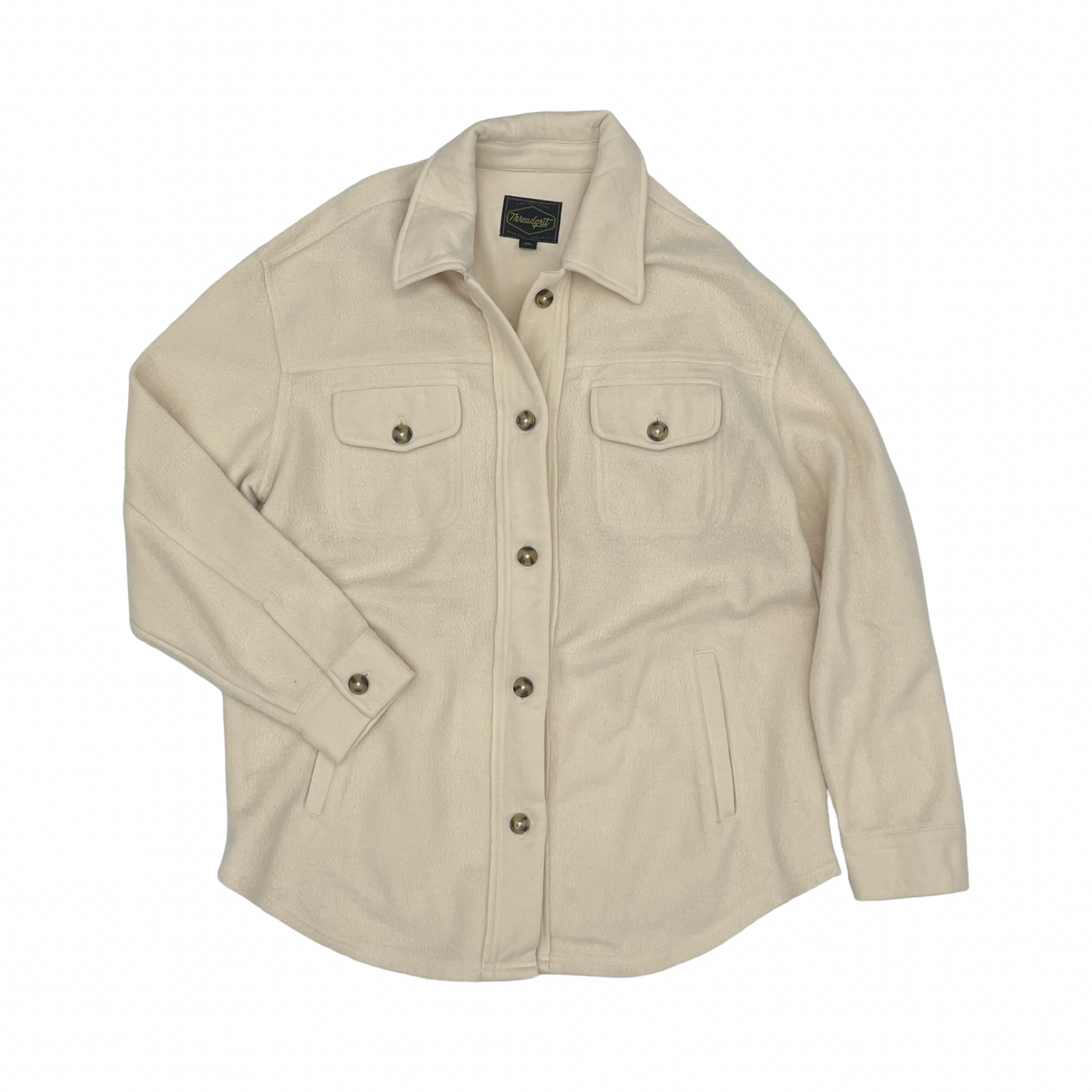 Jacket Shirt By Clothes Mentor In Cream, Size:M