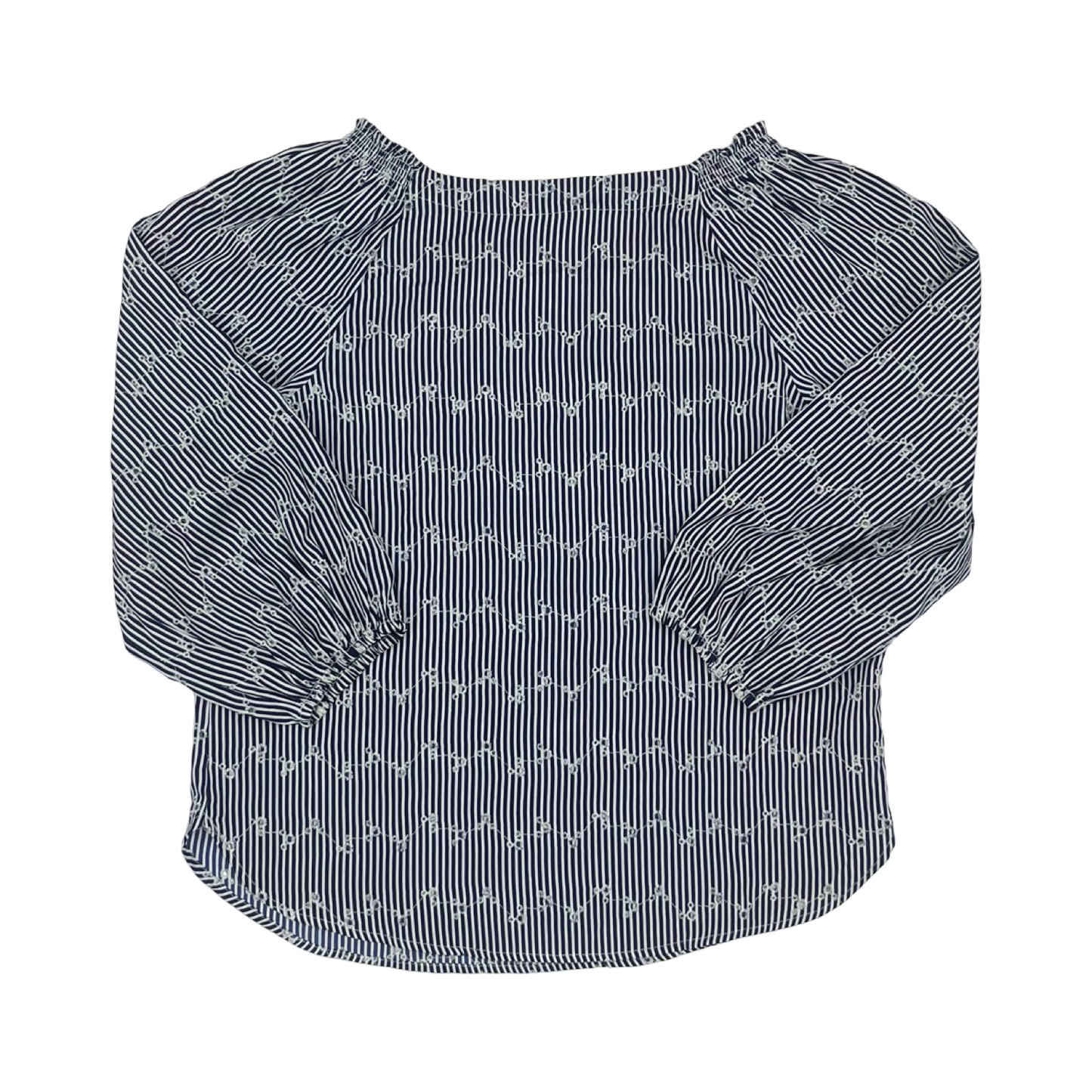 Blouse 3/4 Sleeve By Loft In Blue & White, Size:Xs