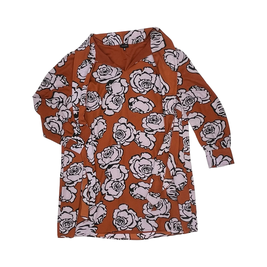 Dress Casual Midi By Who What Wear In Brown & Pink, Size:2X