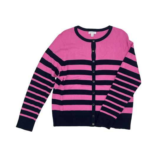 Sweater Cardigan By Charter Club In Blue & Pink, Size:Xl