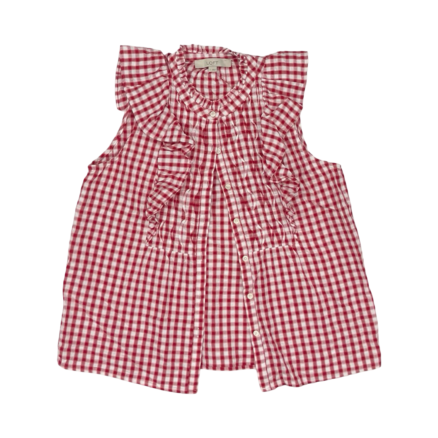 Top Sleeveless By Loft In Red & White, Size:S