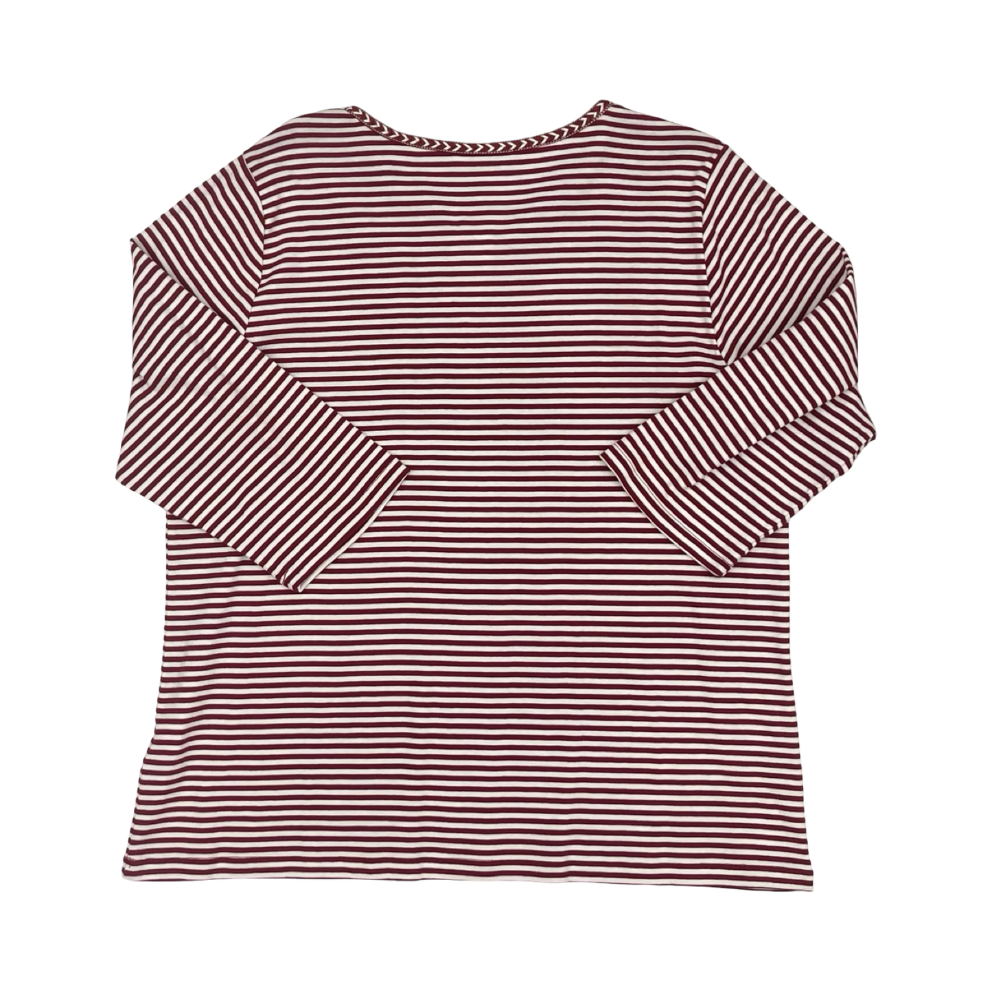 Top 3/4 Sleeve By Cj Banks In Red & White, Size:1X