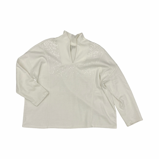 Sweater By Cato In White, Size:1X