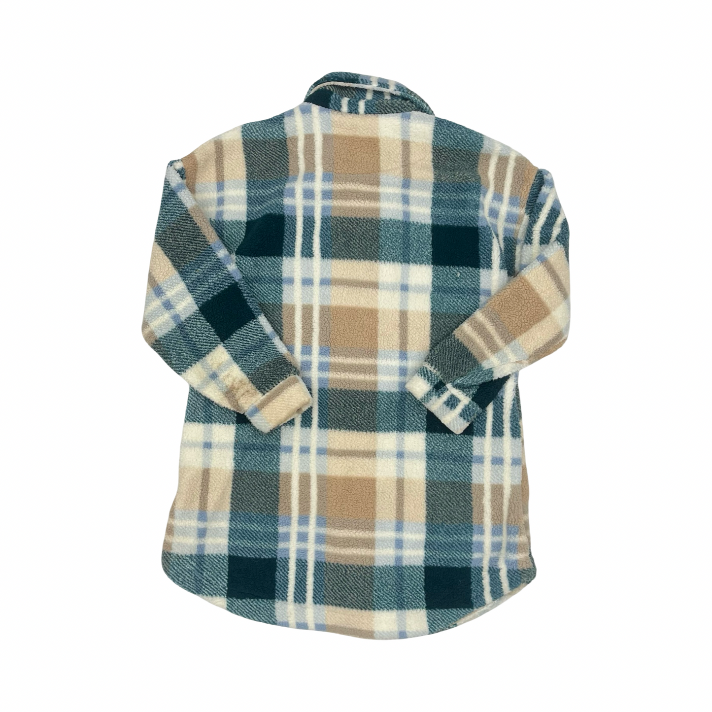 Jacket Faux Fur & Sherpa By Ultra Flirt In Blue & Green, Size:L