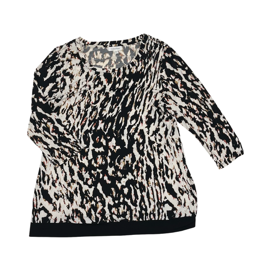 Blouse 3/4 Sleeve By Calvin Klein In Animal Print, Size:Xl