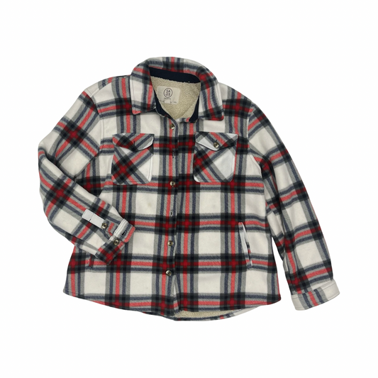 Jacket Faux Fur & Sherpa By Sage In Blue & White, Size:Xl