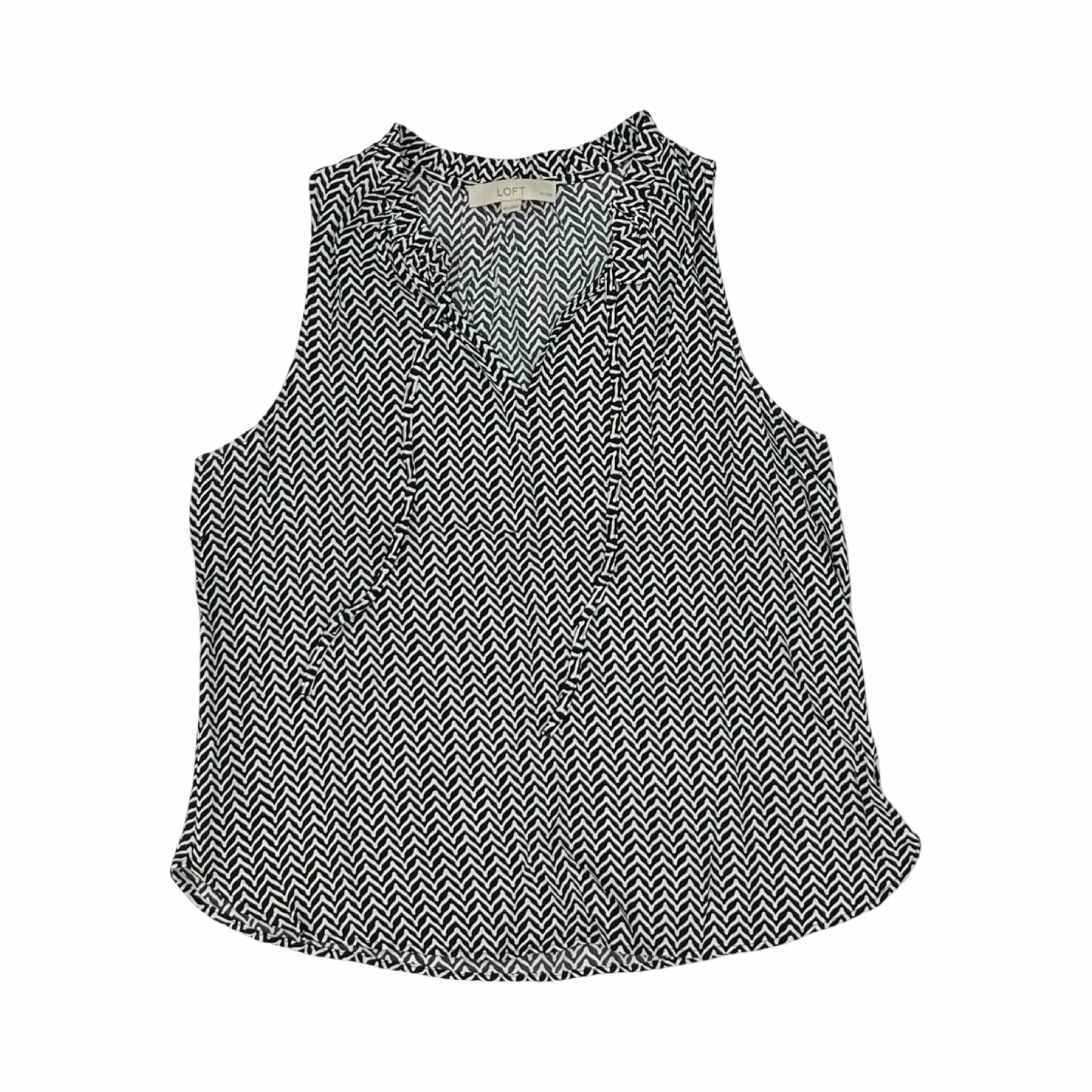Blouse Sleeveless By Loft In Black & White, Size:Mp