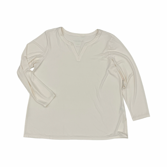 Blouse 3/4 Sleeve By Susan Graver In Cream, Size:Xlp