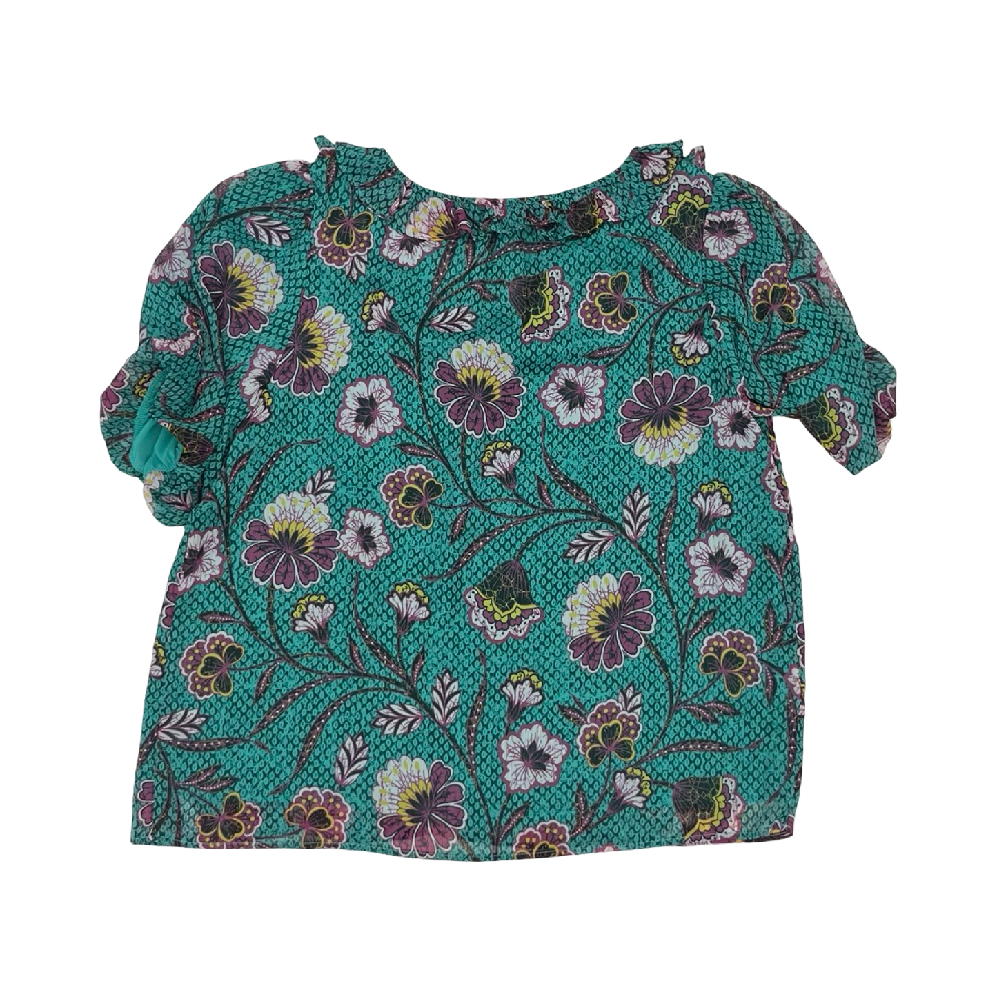 Blouse Ss By Loft In Blue & Purple, Size:L