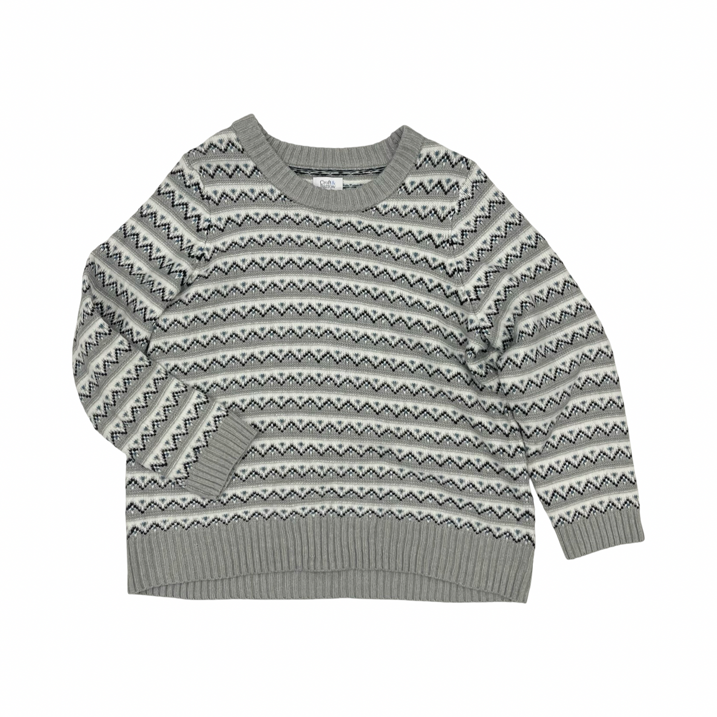 Sweater By Croft And Barrow In Grey & White, Size:1X