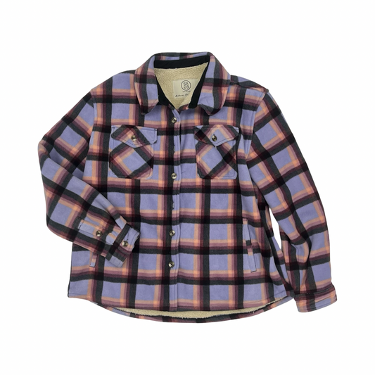 Jacket Faux Fur & Sherpa By Sage In Blue & Purple, Size:L