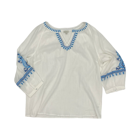 Blouse 3/4 Sleeve By Talbots In White, Size:Xl