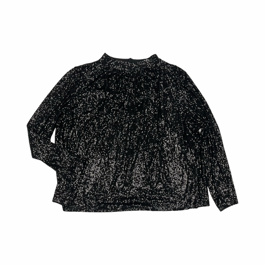 Blouse Ls By Eloquii In Black, Size:3X