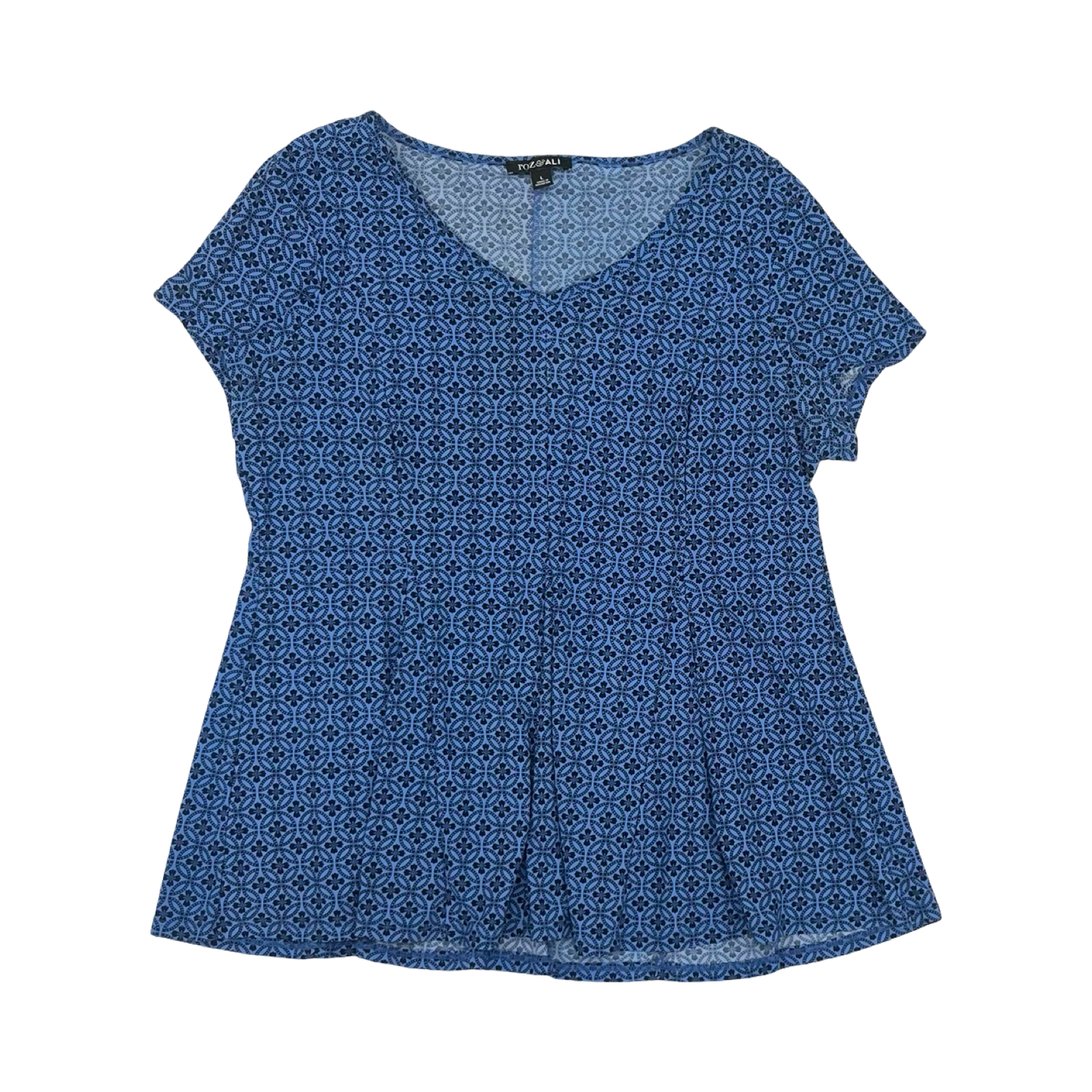 Blouse Ss By Roz And Ali In Black & Blue, Size:L
