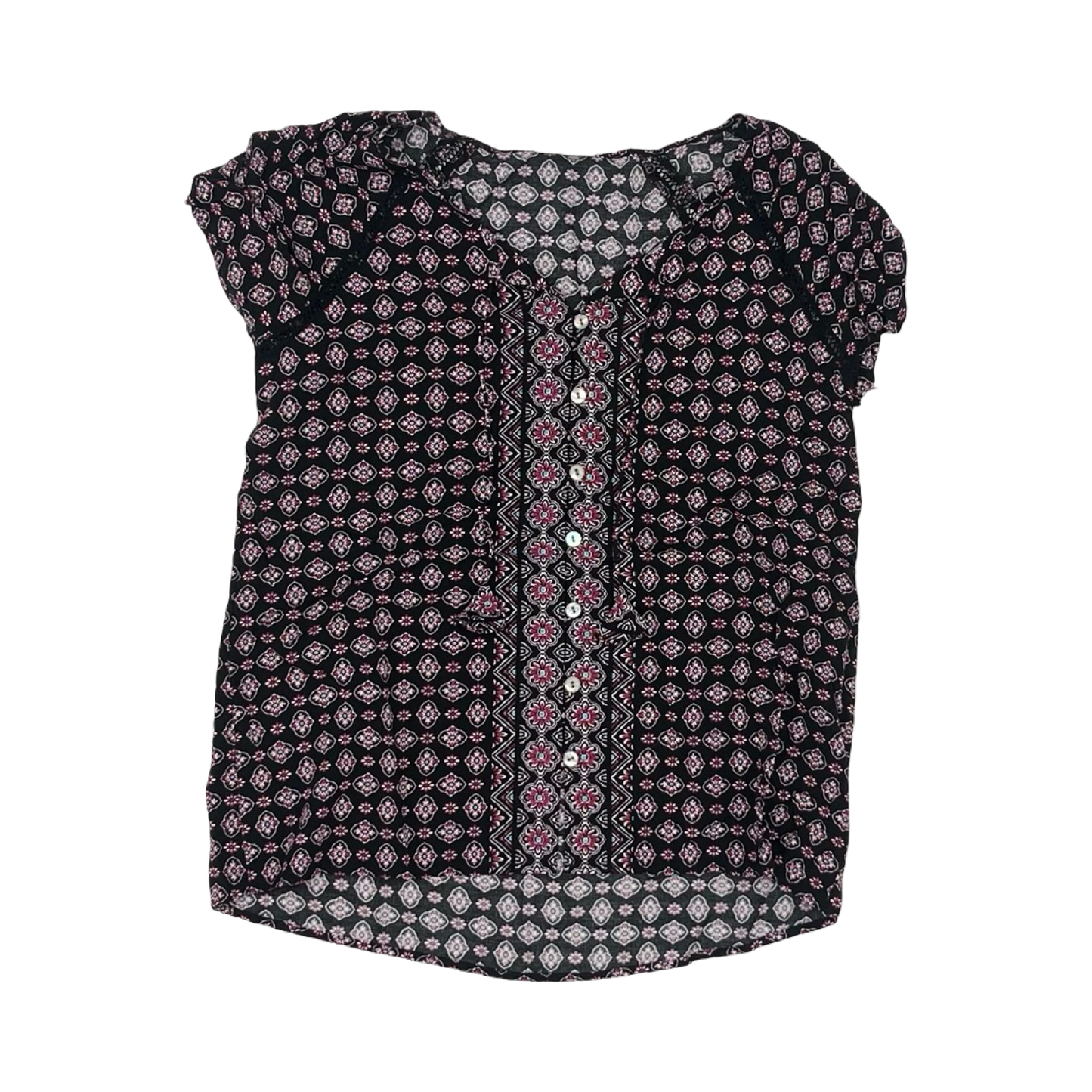 Blouse Ss By J. Jill In Black & Pink, Size:Xsp