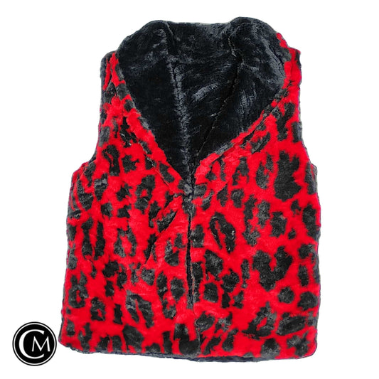 Vest Faux Fur & Sherpa By Onque In Black & Red, Size: L