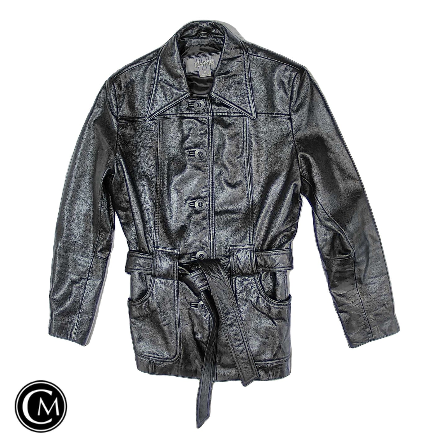 Jacket Leather By Wilsons Leather In Black, Size: M
