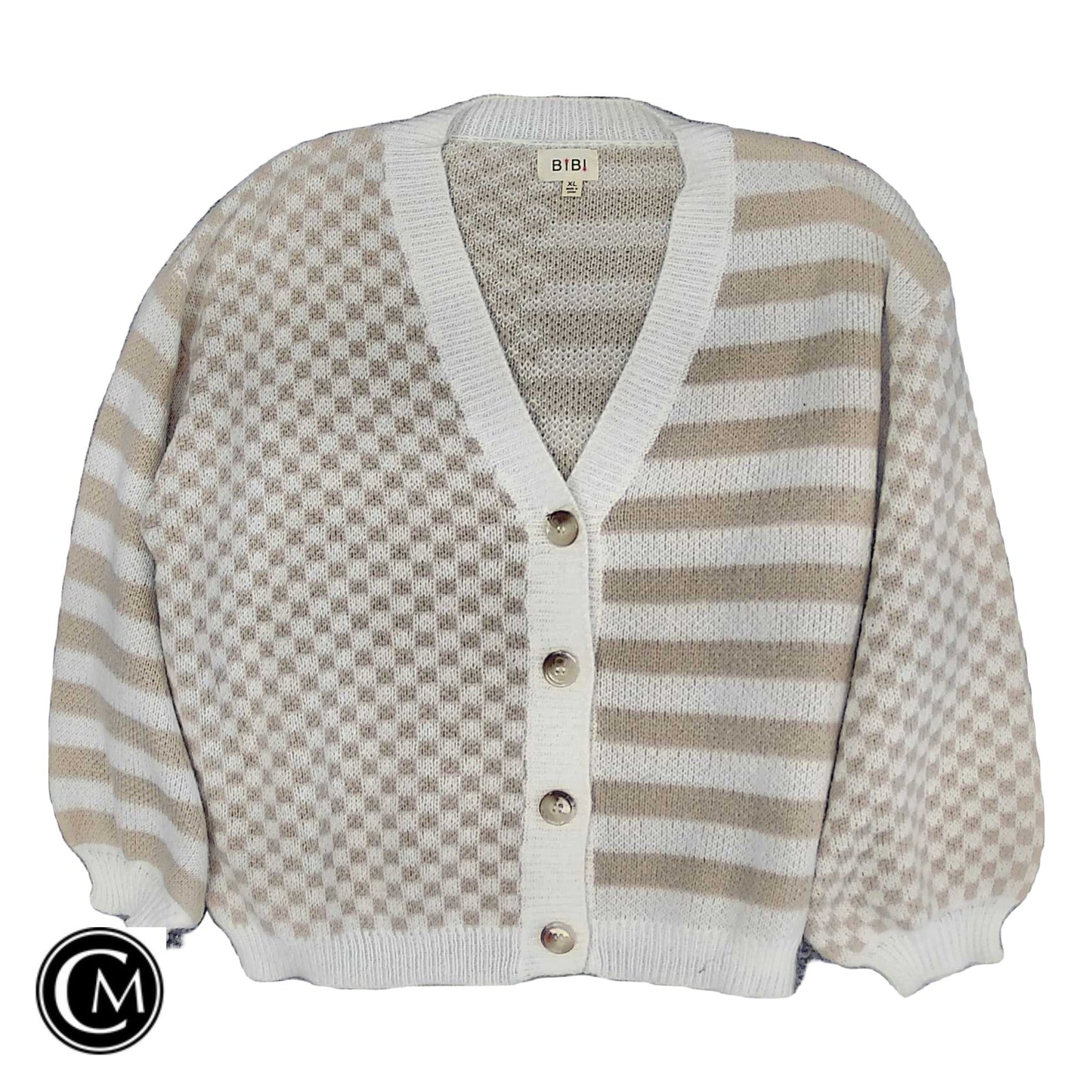 Sweater Cardigan By Bibi In Beige, Size: Xl image 1