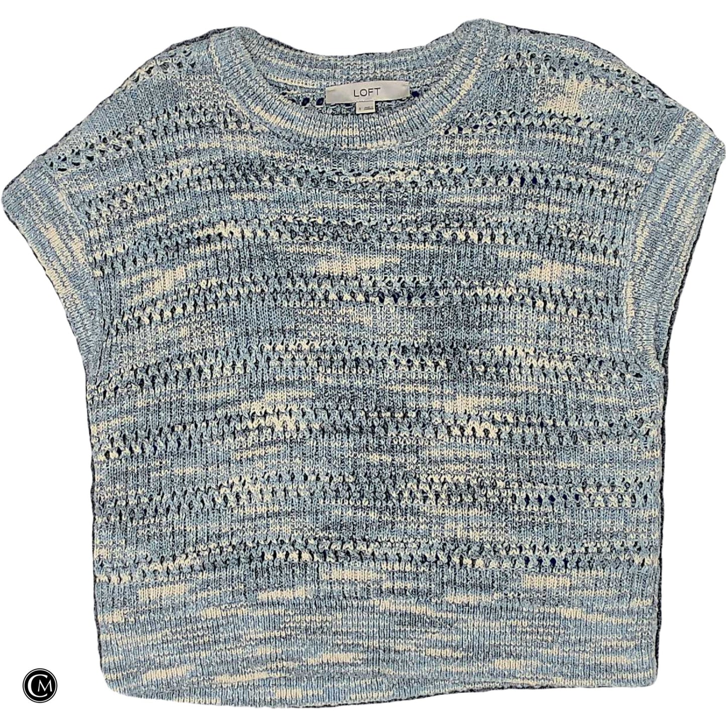Sweater Ss By Loft In Blue & White, Size: S