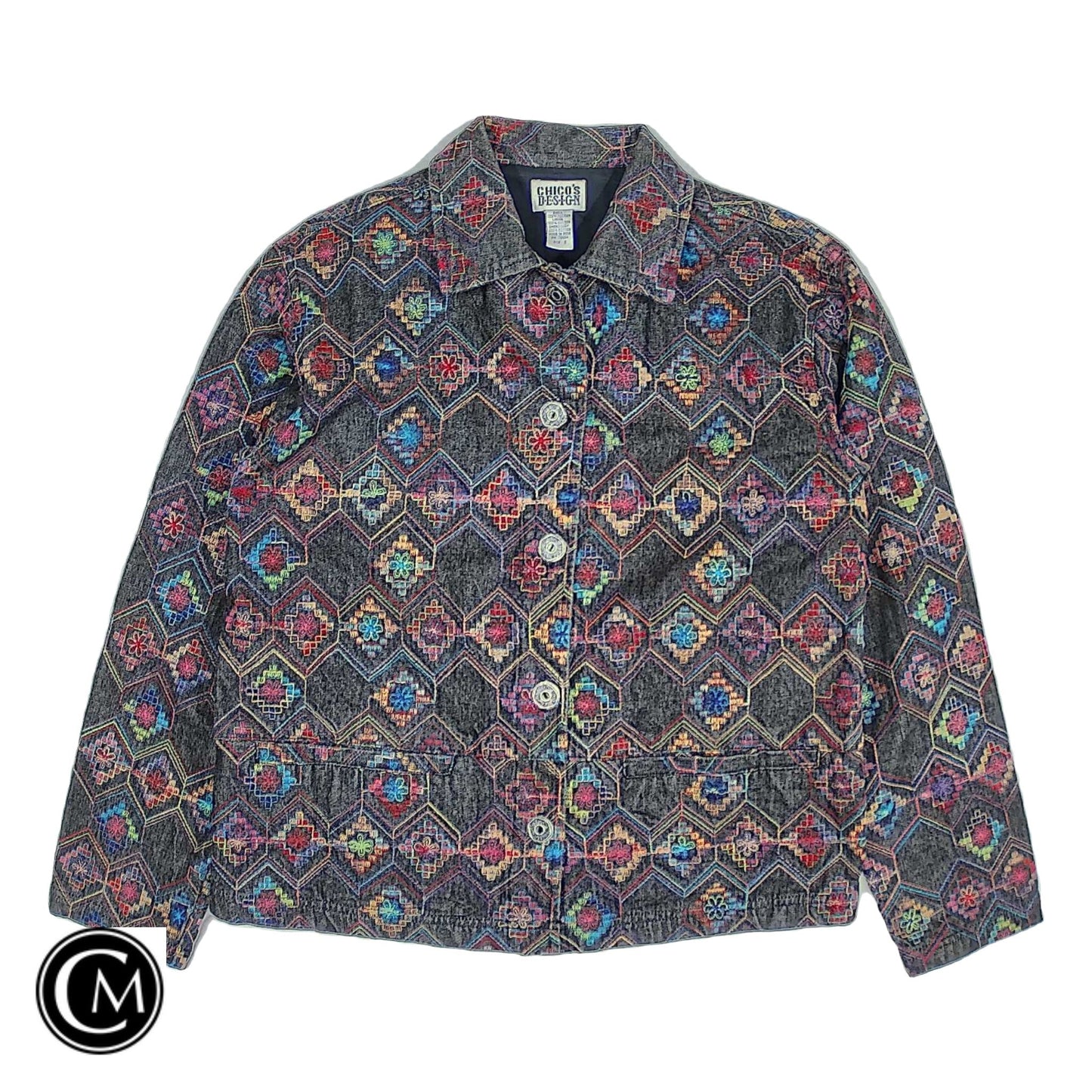 Jacket Denim By Chicos In Multi, Size: S
